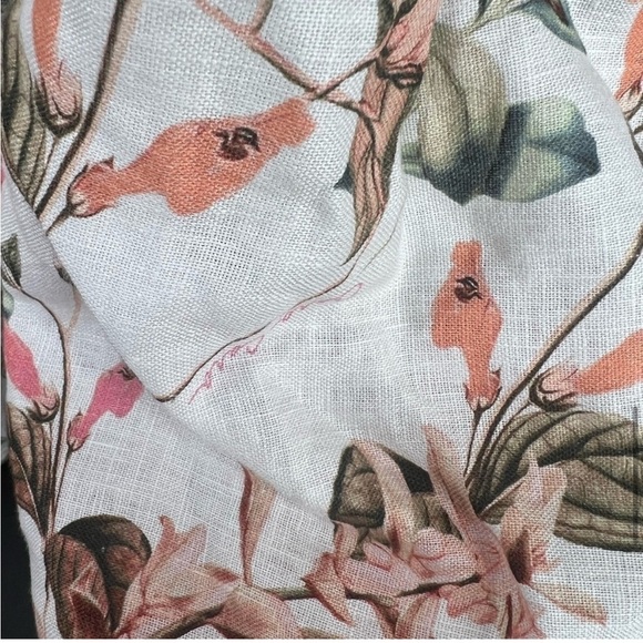 NWT Cara Cara Blue Hill Dress in Trellis Floral Ivory Tiered Linen Dress 4 Four - Picture 13 of 16